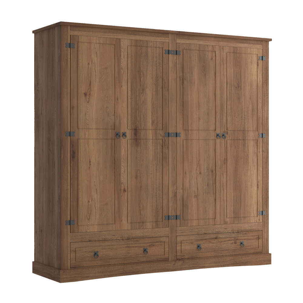 Ropero 4 puertas - Madera maciza - Linea mexicana Oscuro