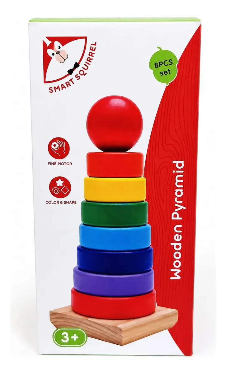 Torre apilable de madera multicolor 