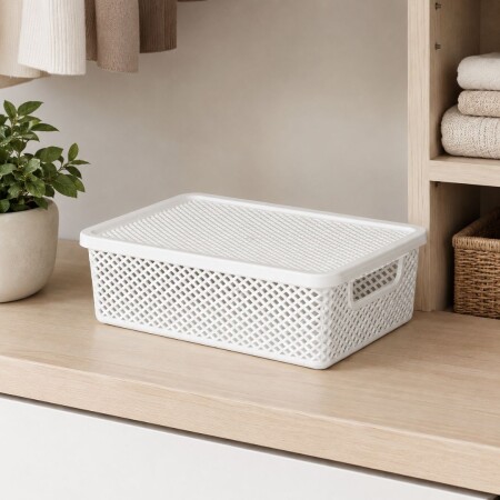 Cesto organizador simil rattan - BLANCO Cesto organizador simil rattan - BLANCO