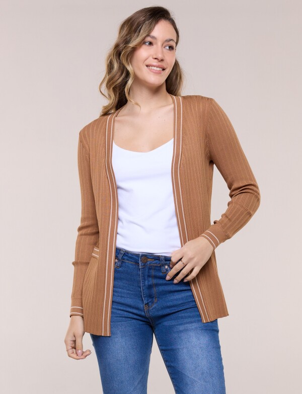 Cardigan Ribete TOSTADO