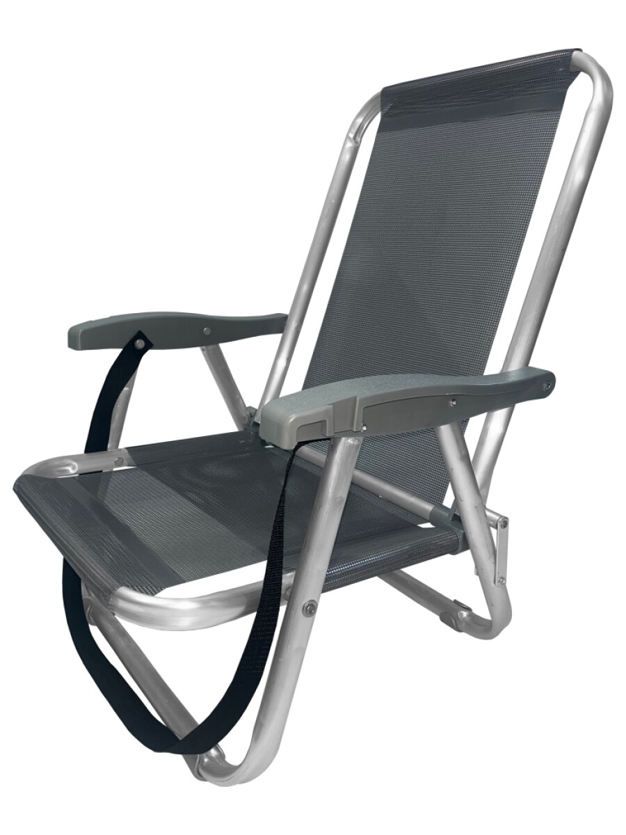 Silla Baja Playa, Pesca Buzios C/correa En Aluminio Apta 120kg - GRIS 