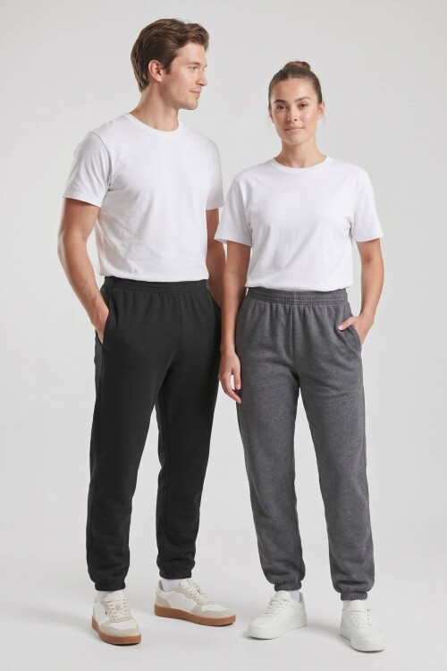 Pantalón dep clásico c/puños elásticos - UNISEX Gris melange oscuro