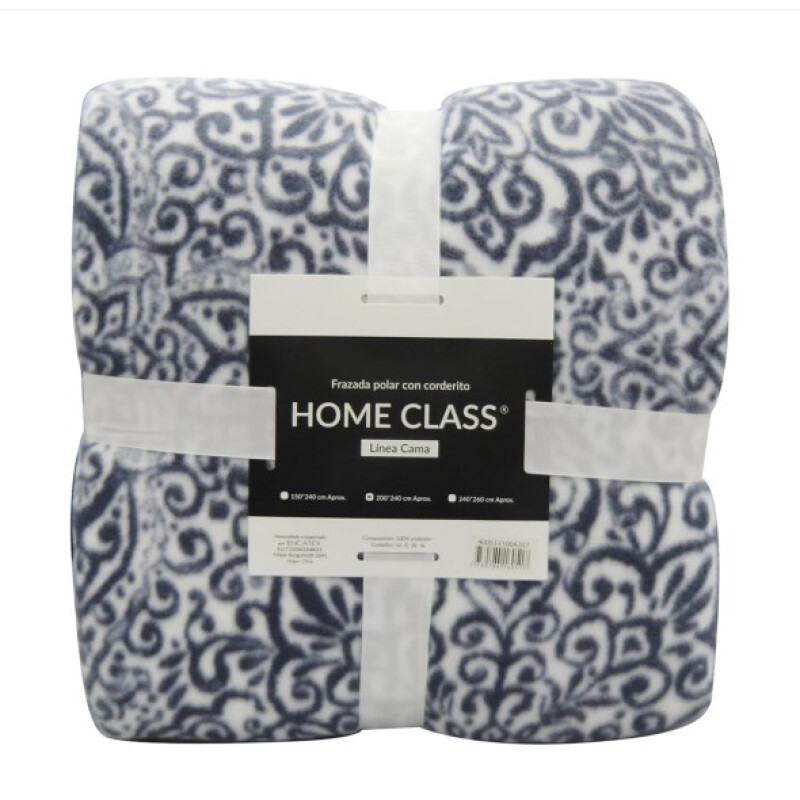 Frazada con Corderito 1 PLAZA Home Class 150 x 240 cm ARABESCO AZUL