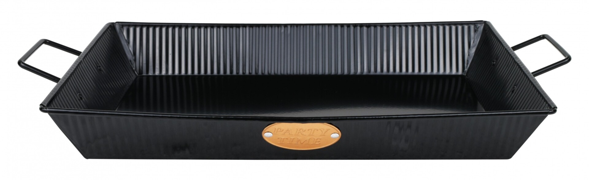 Bandeja Rectangular De Metal Con Asas Negra 36x26x6cm 