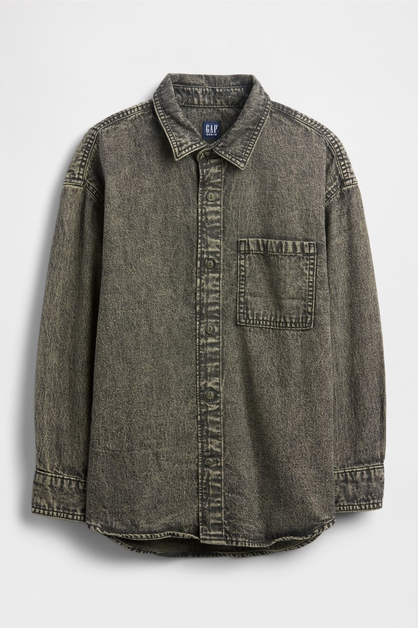 Camisa De Jean Niño Olive Green