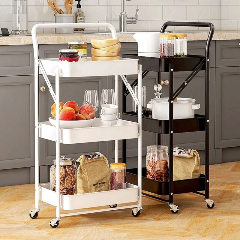 Carrito Organizador Plegable Con Ruedas 3 Niveles Multiuso Blanco Carrito Organizador Plegable Con Ruedas 3 Niveles Multiuso Blanco