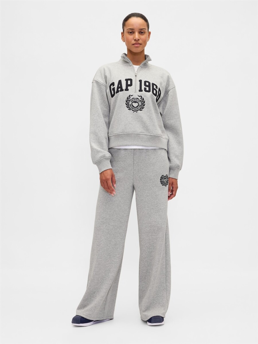 Pantalón Deportivo Baggy Wide Leg Mujer - Heather Grey 