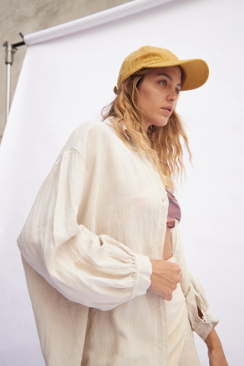 Camisa overzised lino beige