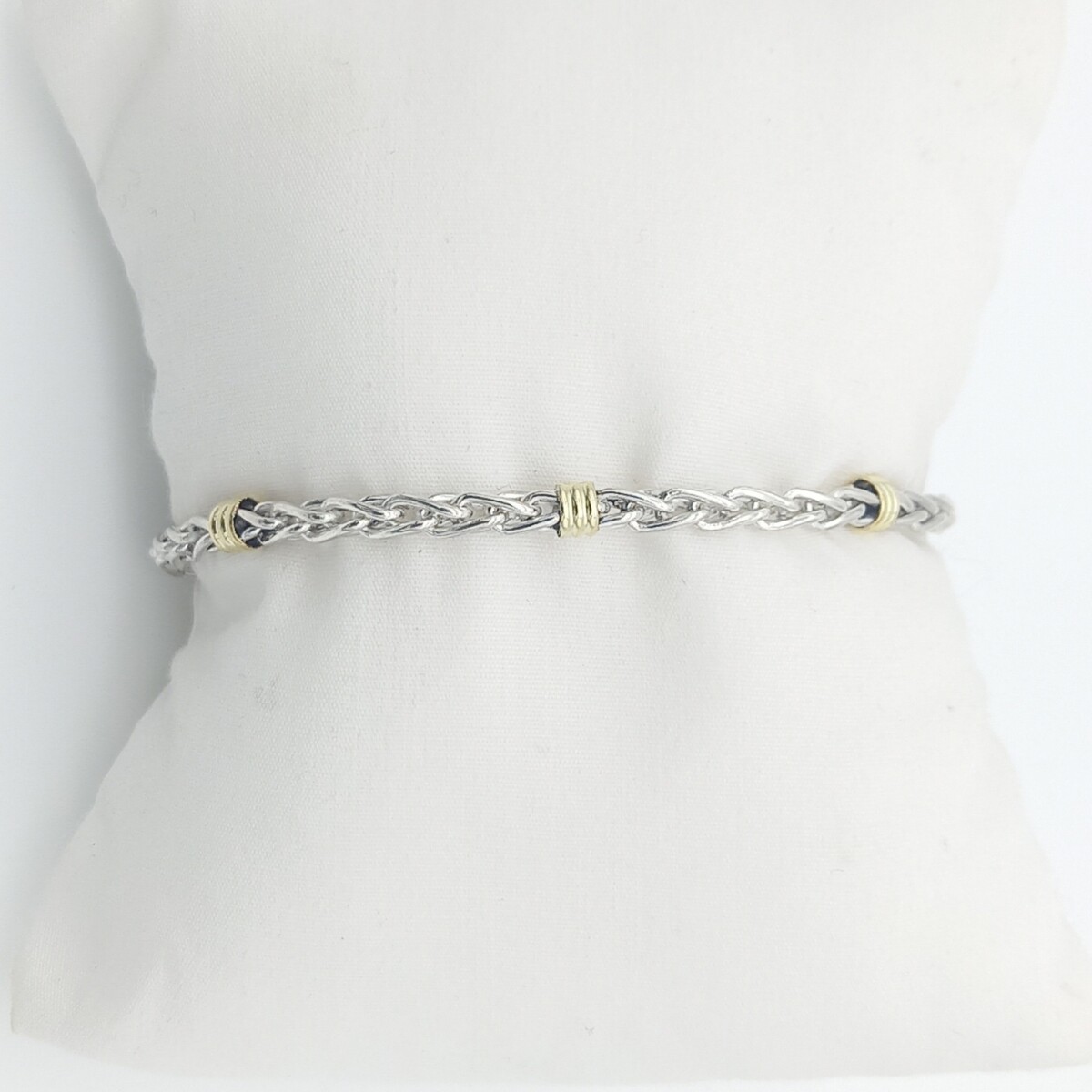 Pulsera de plata 925 y double en oro 18 ktes, ESPIGA. 