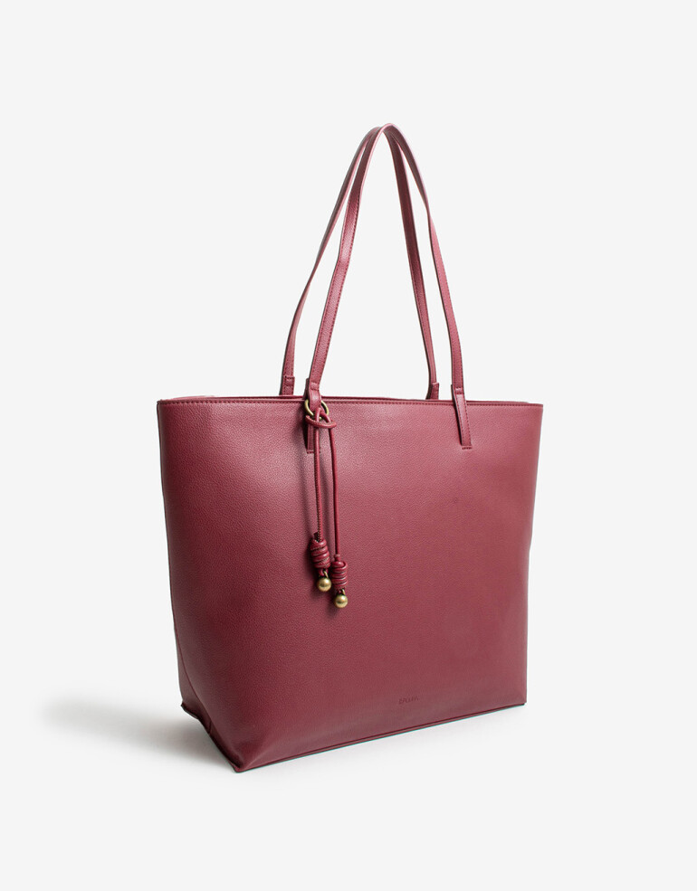 Shopper Shopper Doble Asa Con Charm - Rojo Oscuro