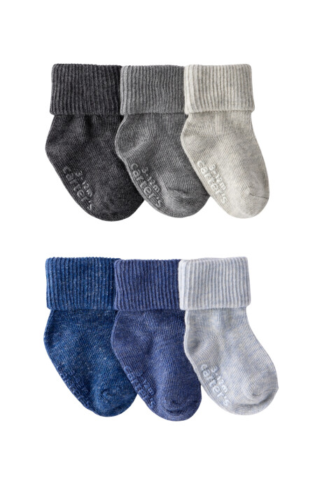 Pack seis pares de medias de algodón, con puños Sin color