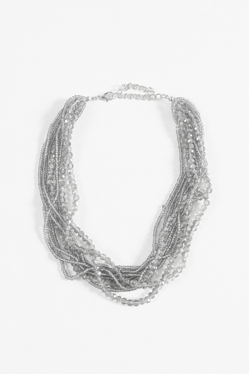 Collar mostacillas party vueltas gris