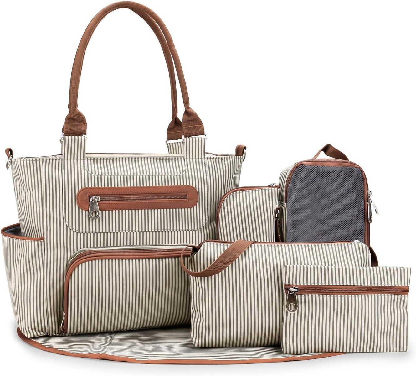 Bolso maternal striped con accesorios 