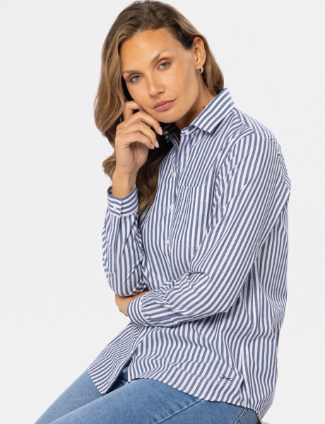 CAMISA HOLGADA RAYADA Azul