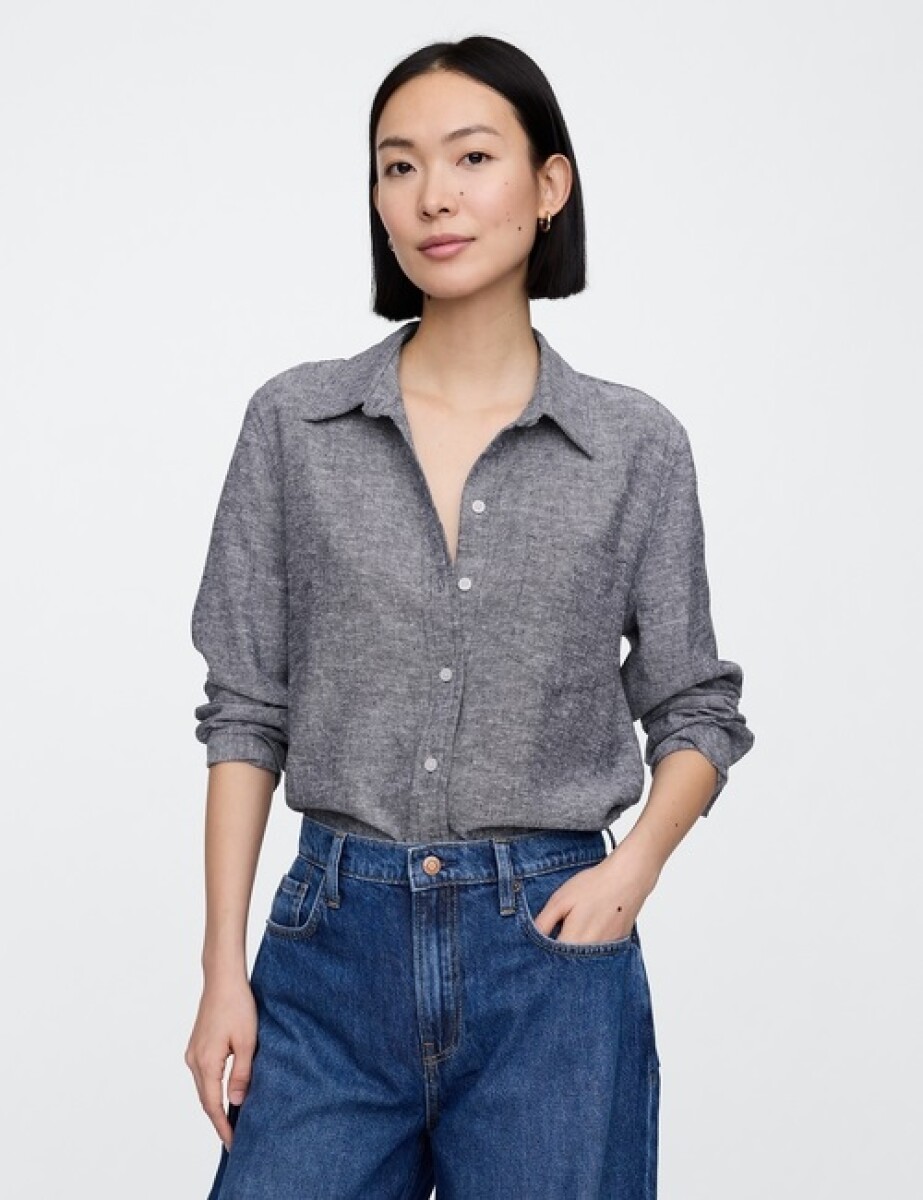 Camisa De Lino Brannan Mujer - Indigo Chambray 