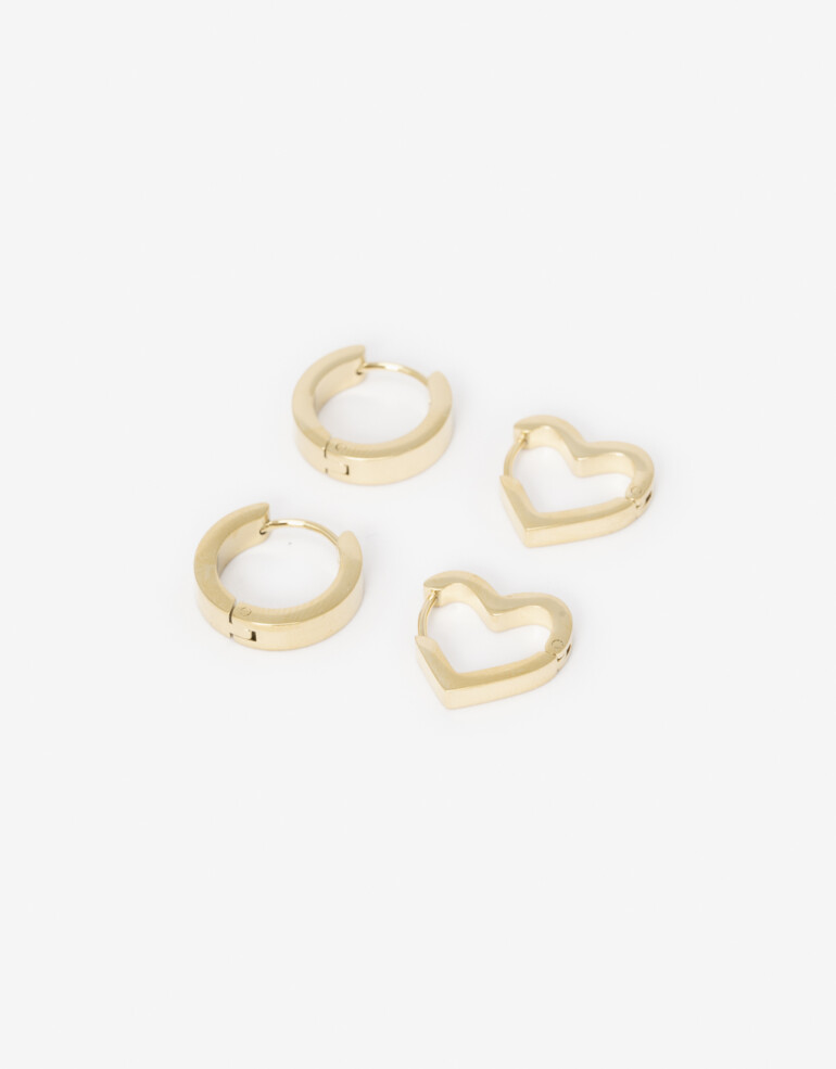 Aros Argollas Set Metal Set De Argollas De Acero - Dorado