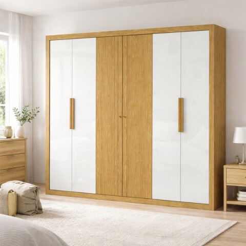 Ropero Armario Montecarlo 6 Puertas 3 Cajones Telescópicos - Marrocos / Off White Ropero Armario Montecarlo 6 Puertas 3 Cajones Telescópicos - Marrocos / Off White