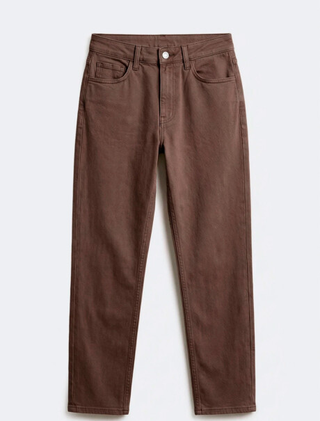 PANTALONES RECTOS EN TEJIDO DE SARGA MARRÓN