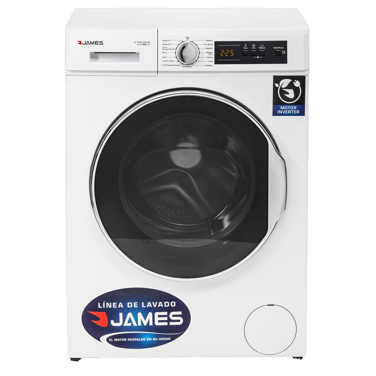 LAVARROPAS AUTOMATICO CARGA FRONTAL JAMES 6KG LR 1008 INV BL 