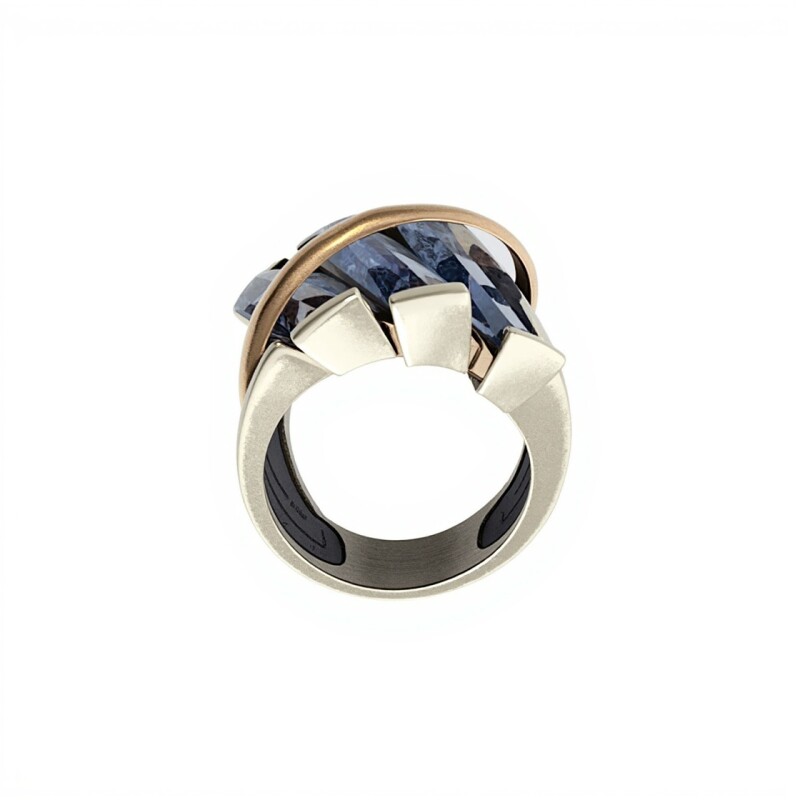 Anillo Elegante-Plata y Oro-Piedra Zafiro-AN5493 conpiedra