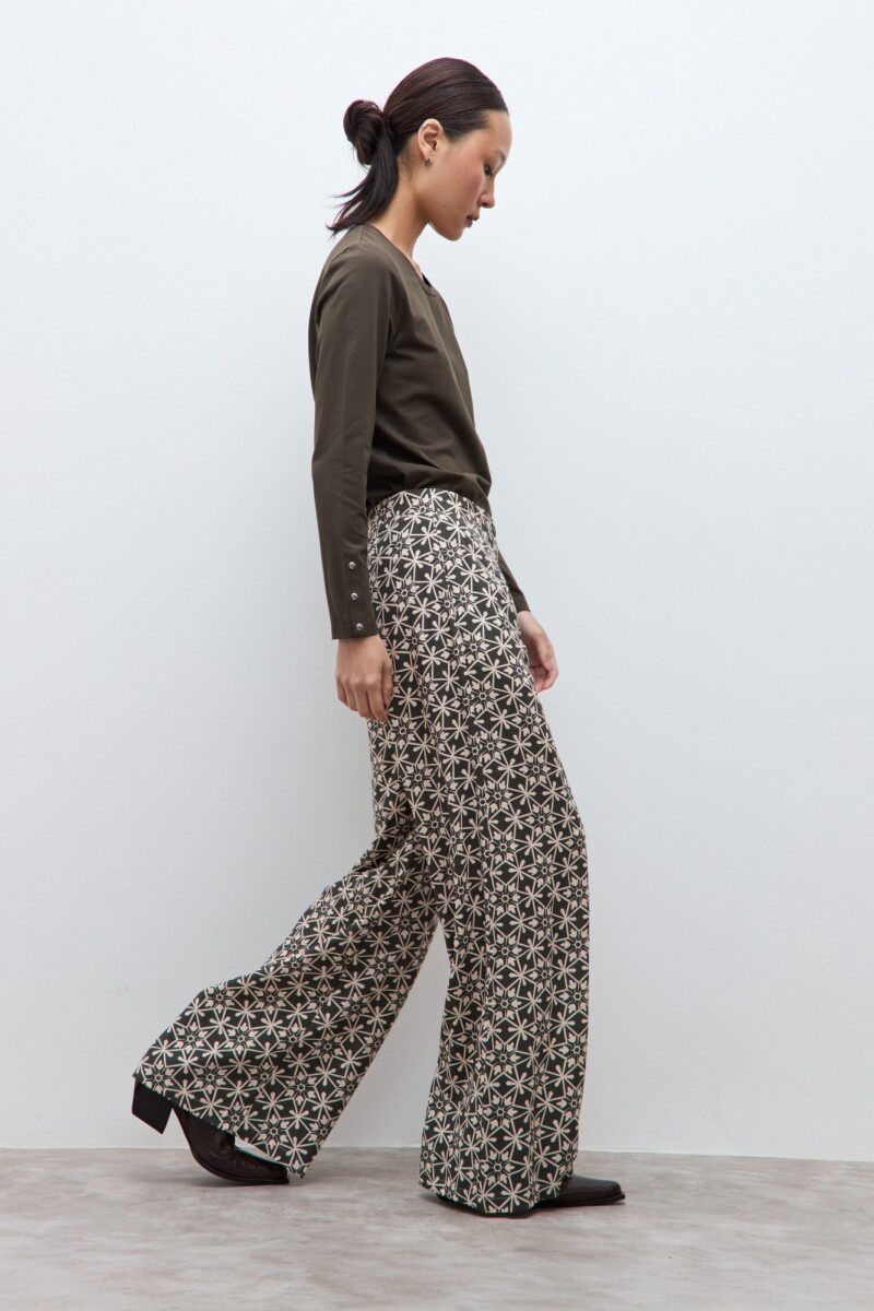 Pantalón estampado Jade verde oliva