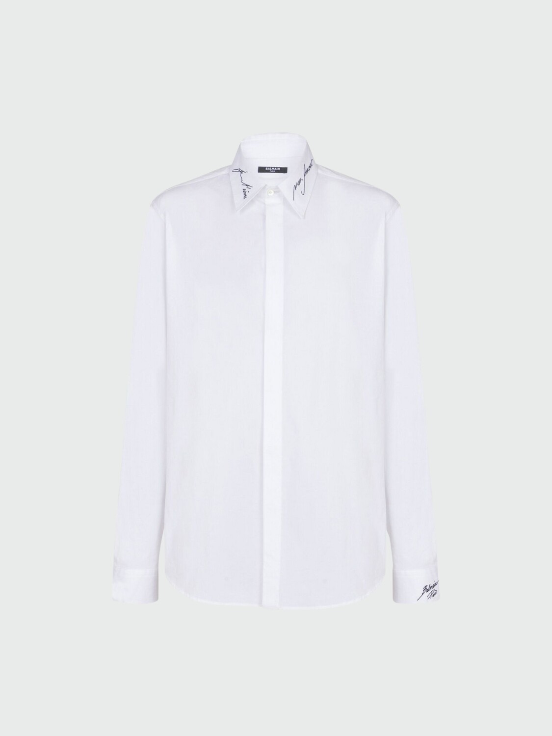 Balmain - Camisa de popelina con cuello bordado Blanco