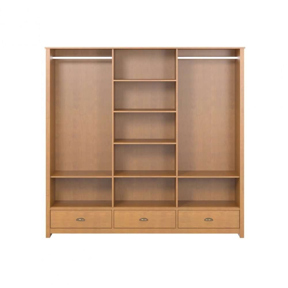 Ropero 3 puertas corredizas 3 cajones - Madera maciza Marron