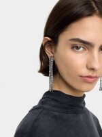 Pendientes Largos De Cadenas Con Cristales plateado