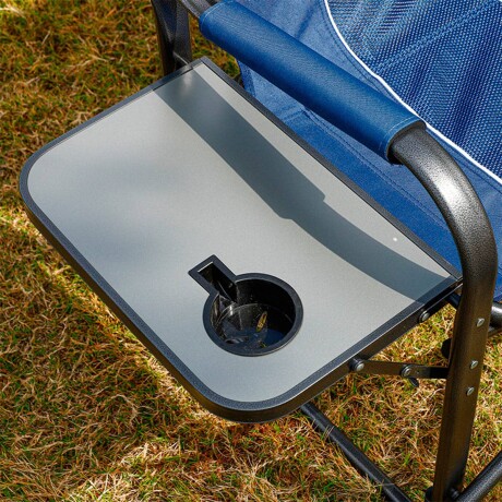 Silla Reposera Camping Playa C/mesa Plegable Acero Azul