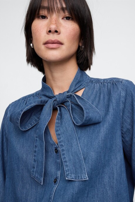 Camisa De Jean Con Moña Mujer Light Indigo 2