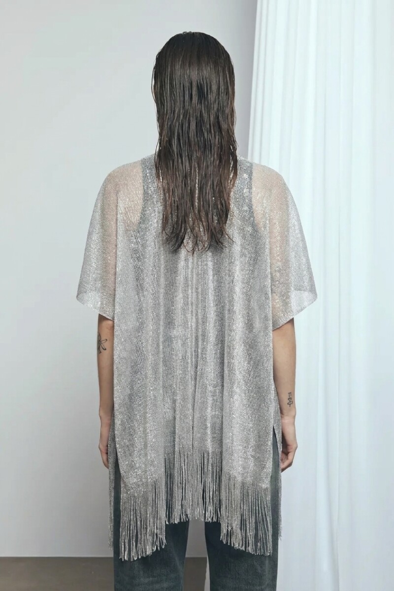 Ruana lurex party plateado