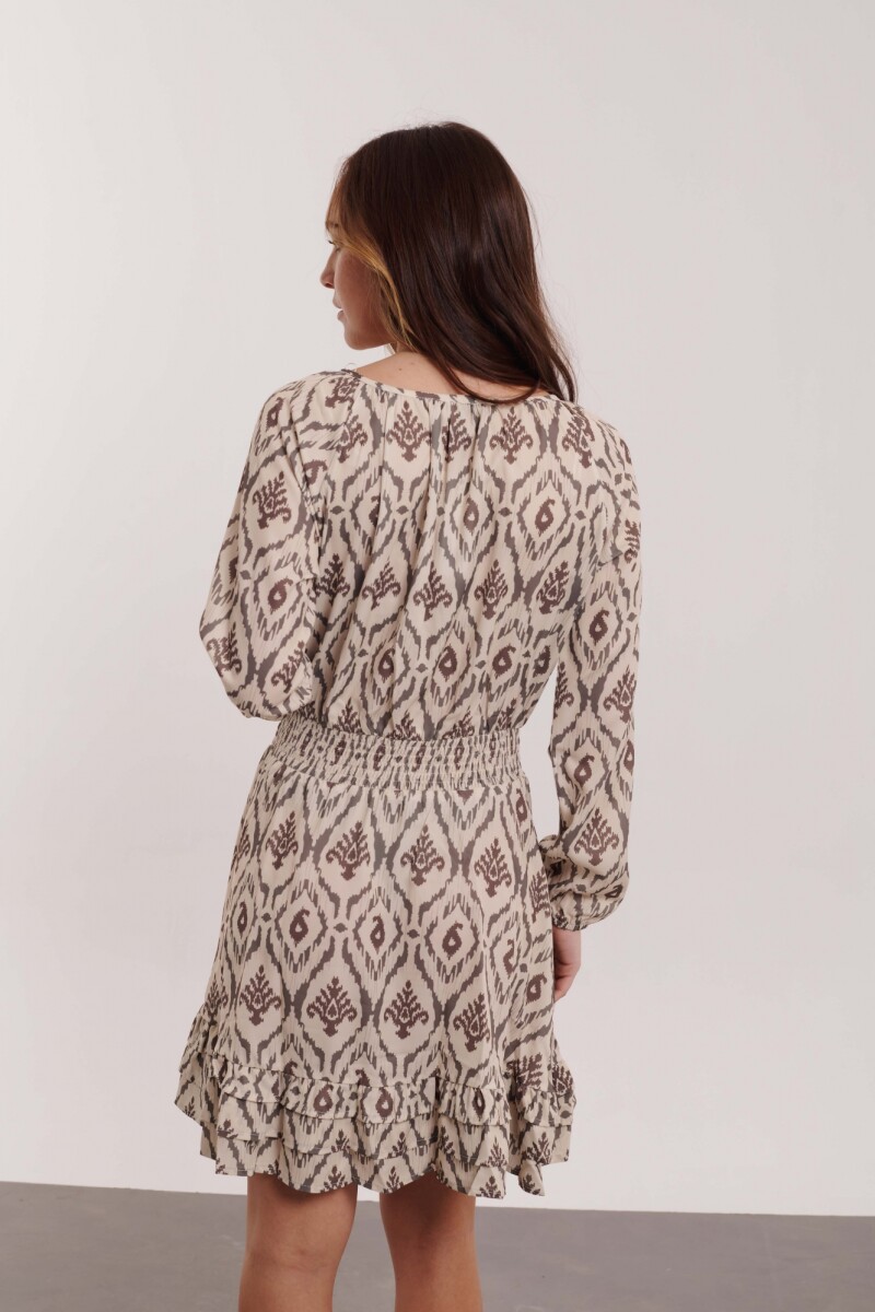 VESTIDO MARIELA CRUDO Y VERDE