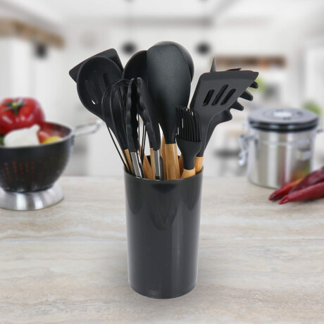Set de utensillos de cocina 12 accesorios Negro