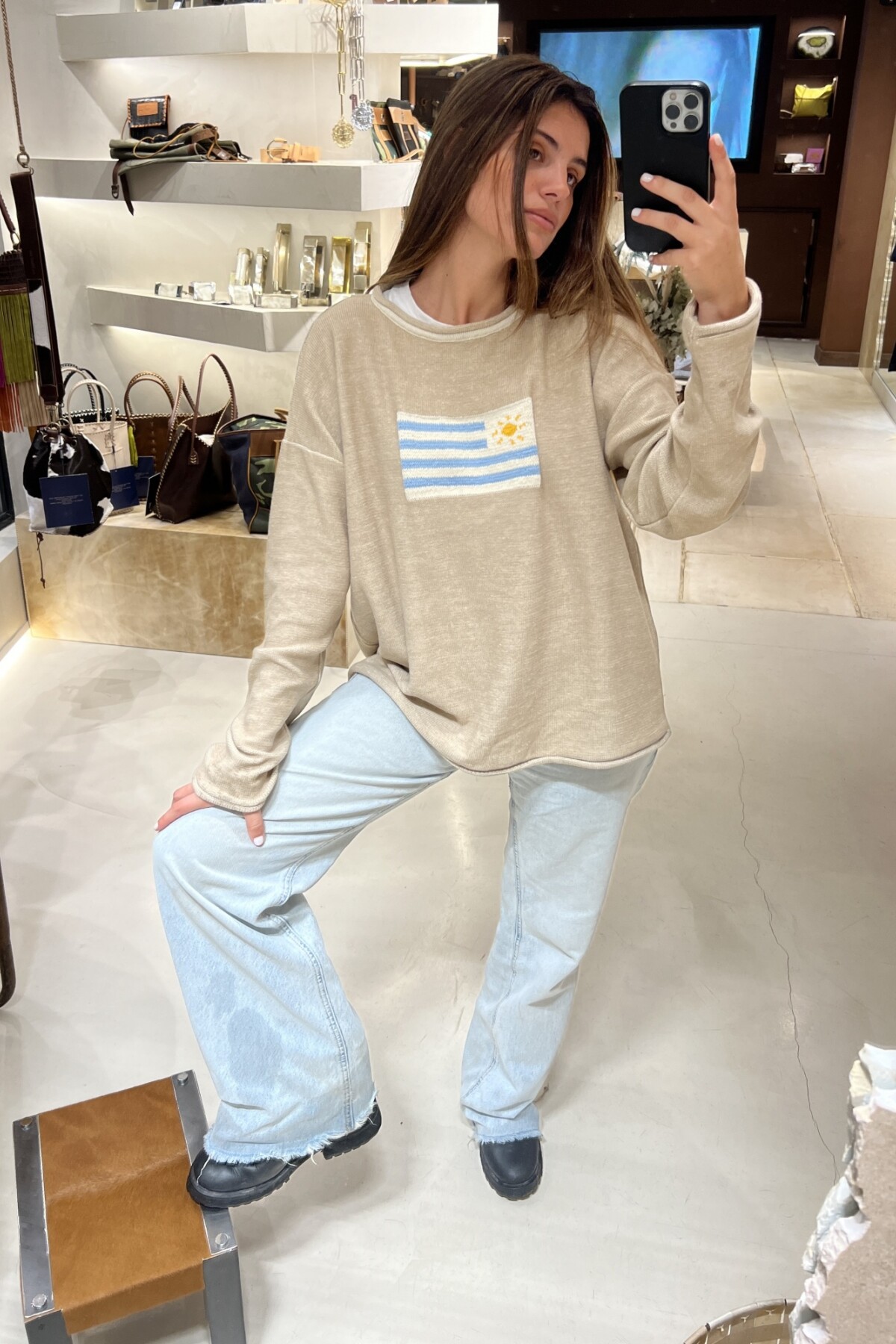 Sweater Flag Uruguay Beige