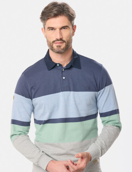 REMERA POLO RAYADA Azul