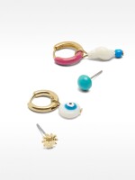 Set De Pendientes Con Conchas Y Piedras multicolor