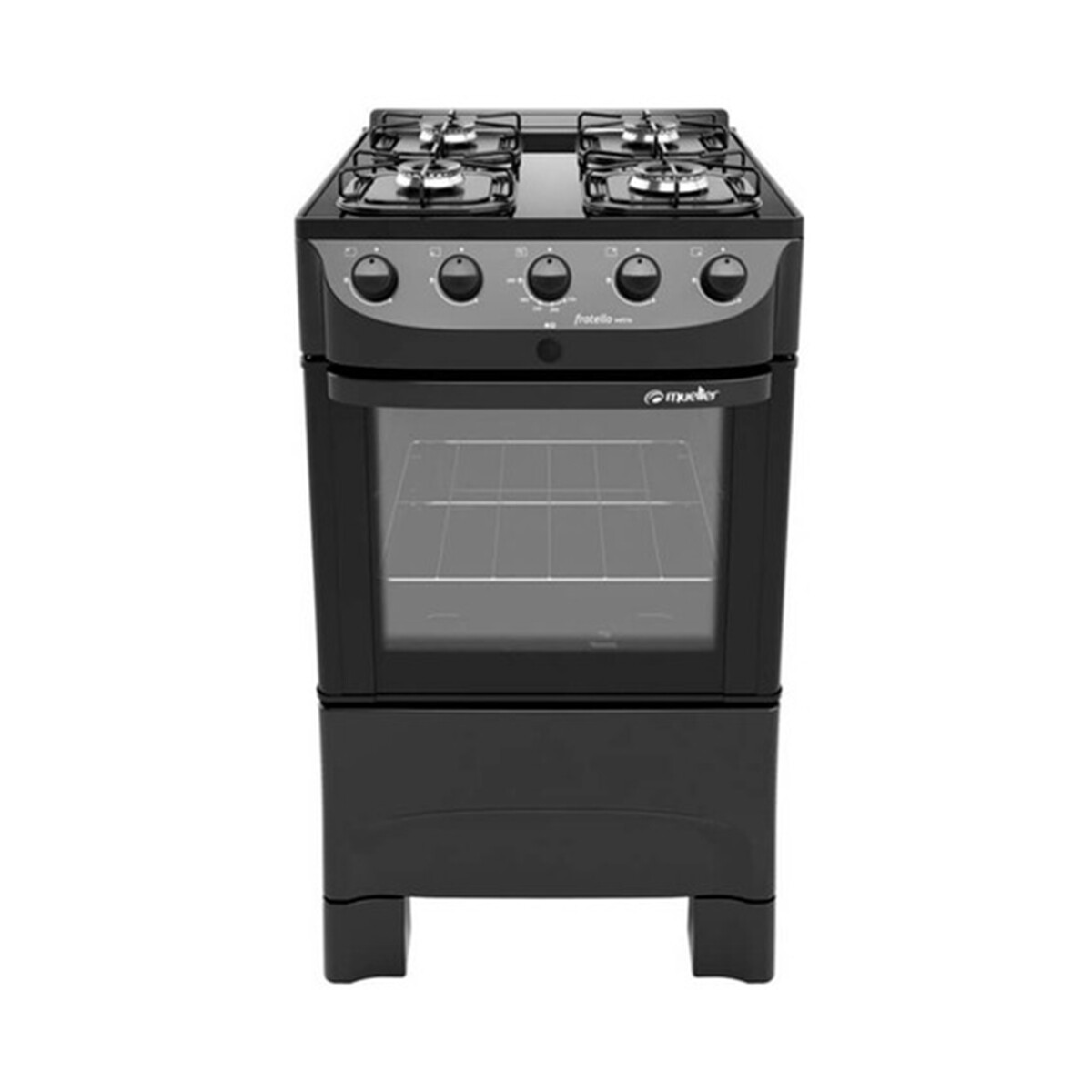Cocina Mueller Vetro Fratello 4b Color Negro Mate Con Puerta Con Visor 220v 