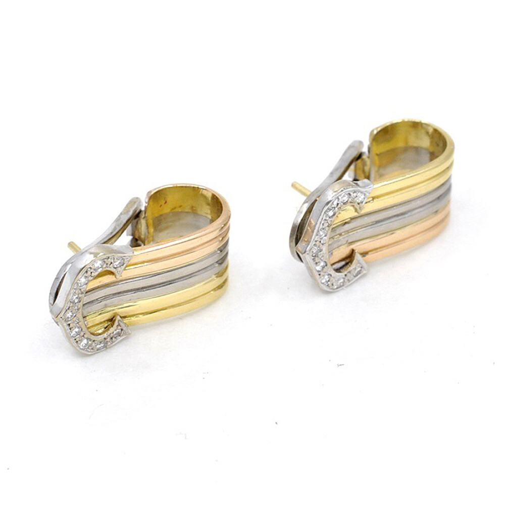 Caravanas En Oro 18K De 3 Tonos Con Brillantes Caravanas En Oro 18K De 3 Tonos Con Brillantes