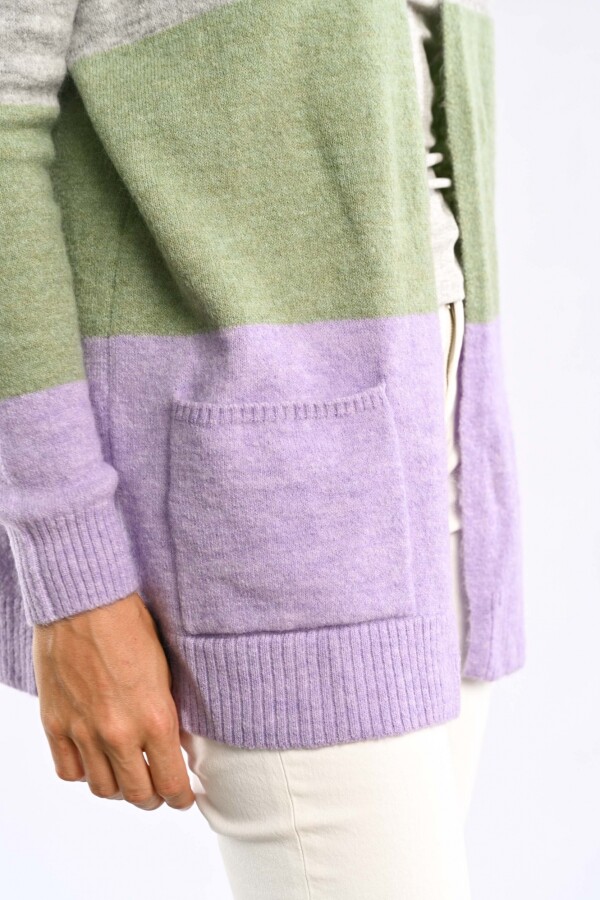 Cardigan Color Block Menta