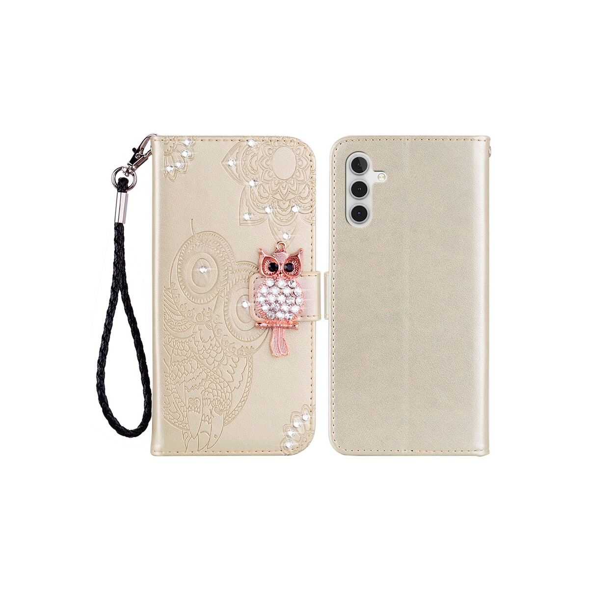 Flip cover apra Samsung Galaxy A17 diseño buho con brillos 