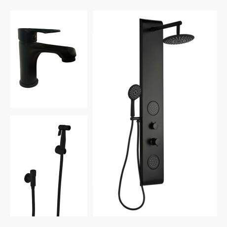JUEGO DE GRIFERIA PANEL DE DUCHA LAVATORIO BAJO Y DUCHA HIGIENICA AGUA FRIA 000