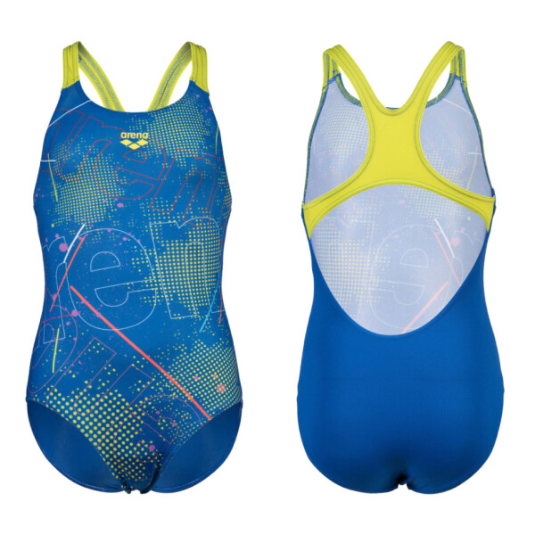 Malla De Entrenamiento Para Niña Arena Girl's Swimsuit Galactic Print Swim Pro Back Azul y Verde