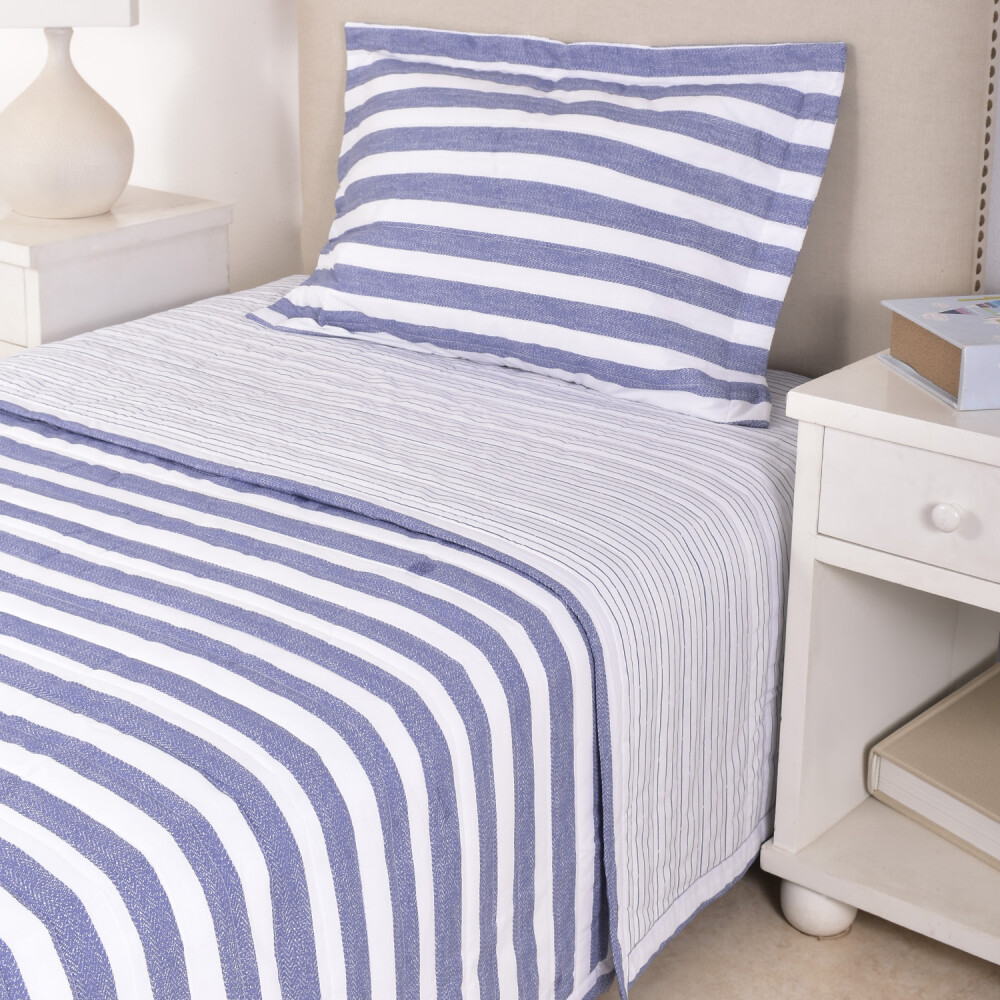 Cubrecama Col. Kids Rayas Gastadas Azul