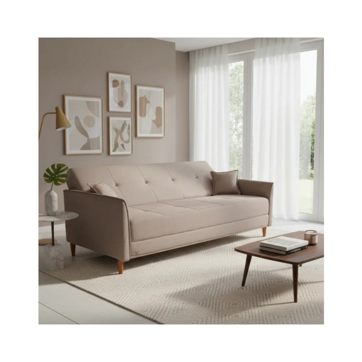 SOFA CAMA HELLEN SERVIA 3 LUGARES MARRON CLARO 