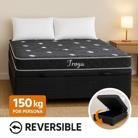 Sommier TROYA BOX BAÚL - 1 Plaza y Media - Espuma - Reversible - 110x188x16cm - 130 Kg Sommier TROYA BOX BAÚL - 1 Plaza y Media - Espuma - Reversible - 110x188x16cm - 130 Kg
