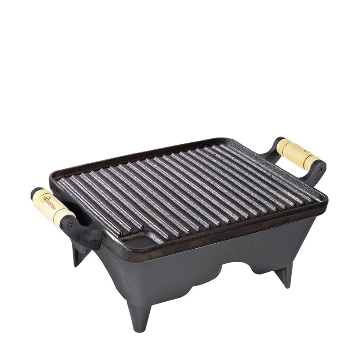 Brasero de hierro ranurado con mechero 38x24x13 cm 