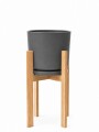 MACETA CERAMICA GRANDE CON SOPORTE ALTO GRIS OSCURO