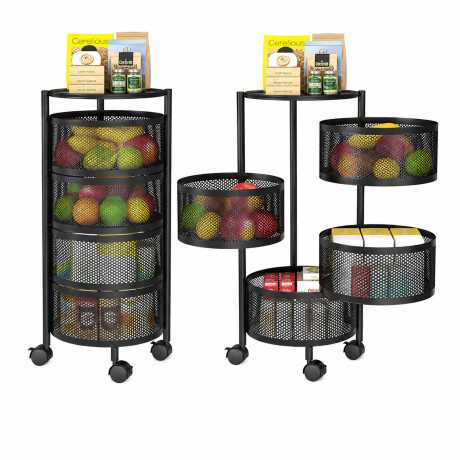 Carrito Organizador 4 Niveles Con Ruedas Cocina Hogar Negro