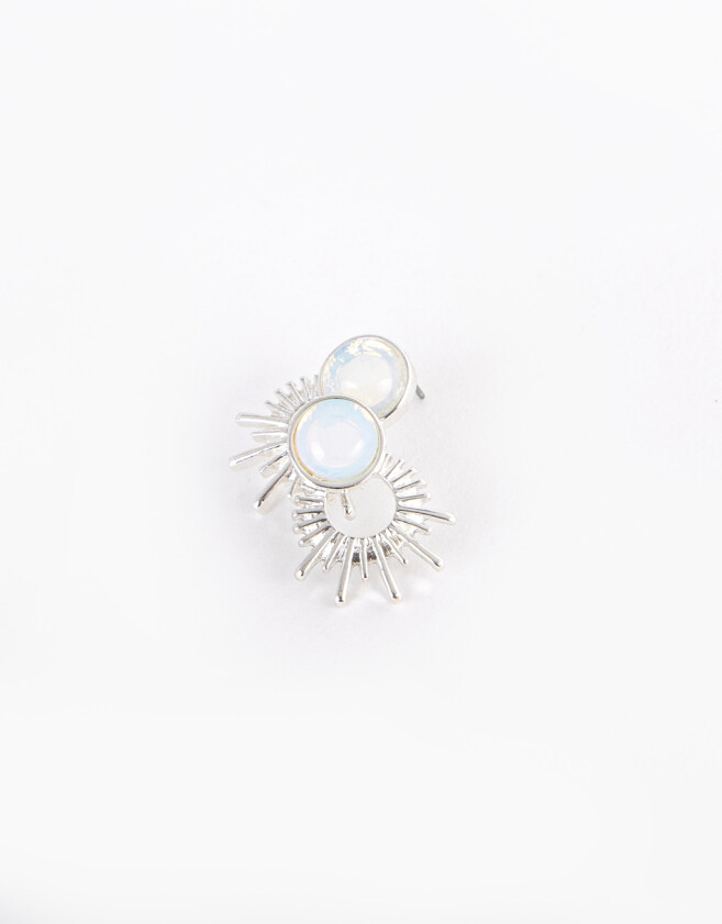Aros Pasantes Bañada en Plata Aros Bañados En Plata Piedra Luna - Plateado