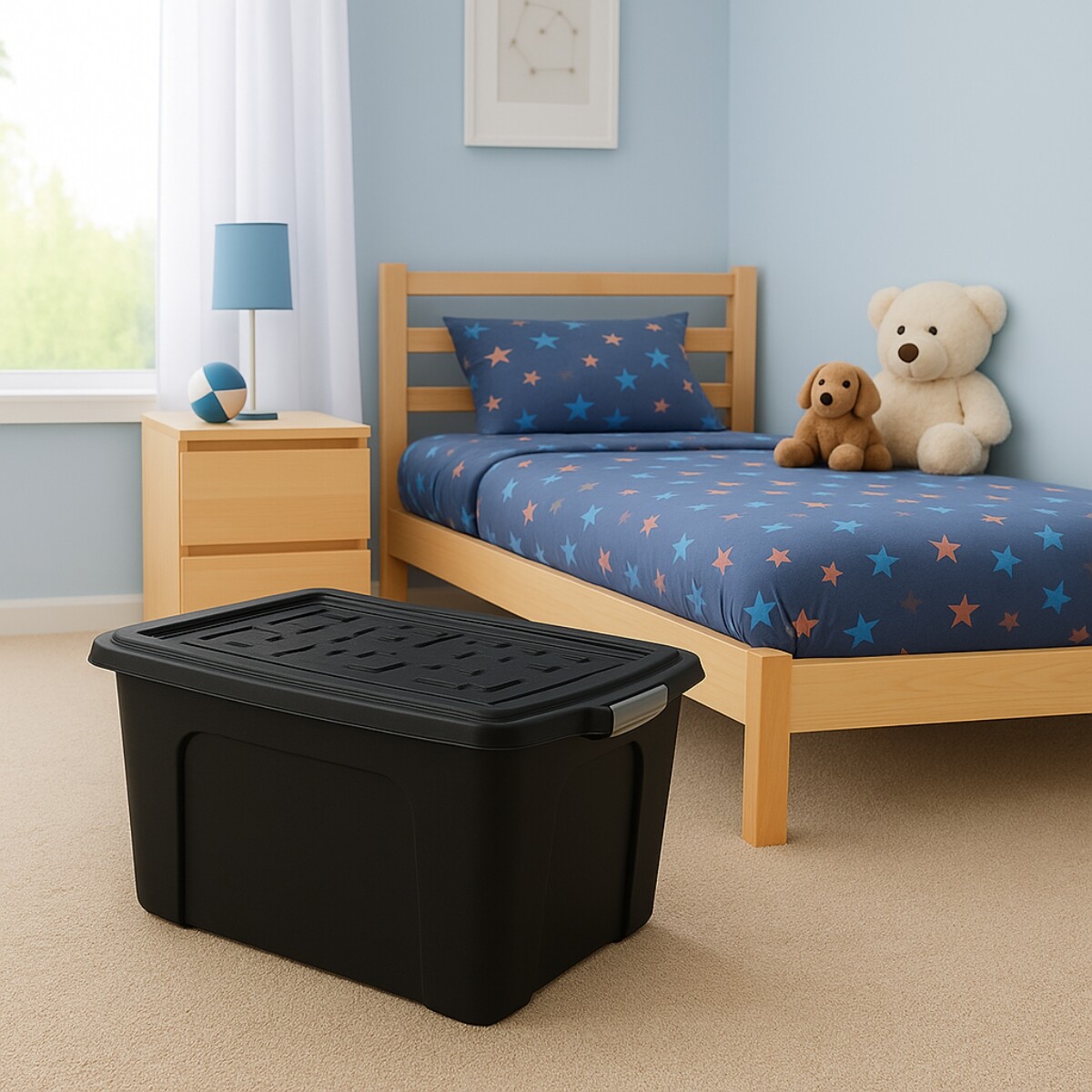 Caja organizadora 70lts con tapa - NEGRO 